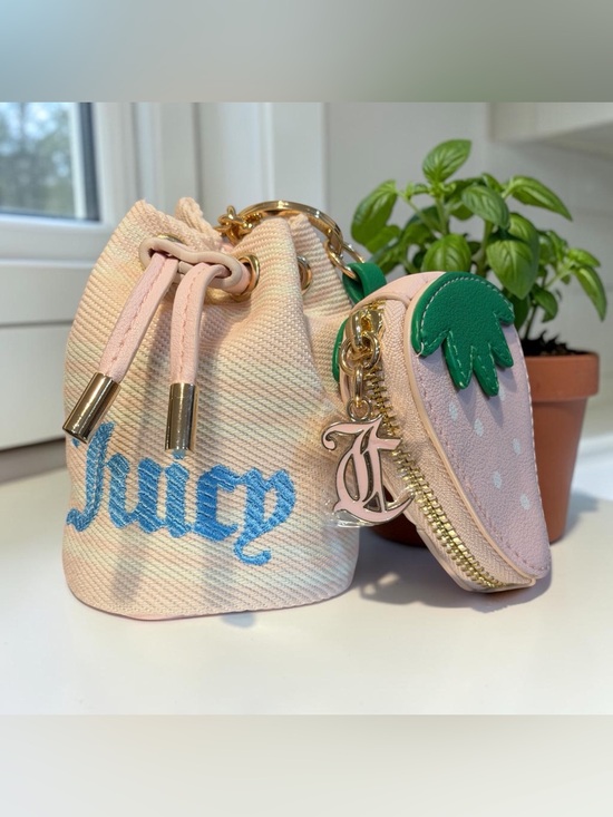 Juicy Couture Handbags - Juicy Couture Mini Bucket Bag & Strawberry Keychain Bag Charm